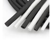 Cable Tidy Sleeve Reusable 1/2M Braided Fiberglass Sleeve ID 1mm~10 Mm High Temperature 600 Deg.C Chemical Glass Fiber Tube Cable Sleeving(Black,DIA 7MM_1 METER)