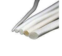 Cable Tidy Sleeve Reusable 1/2M White 600°C High Temperature Braided Soft Fiber Tubing Insulation Cable Sleeving Fiberglass Tube 12-35mm Diameter(1 Meter,20mm)