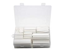 Cable Tidy Tube,385 pcs/Set White 9 Sizes Assorted 2:1 Flame-Retardant Boxed Heat Shrink Tubing Kit