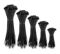 Cable Ties 100/150/200/250/300mm Heavy Duty Tensile Strength Nylon Zip Ties Multi-Purpose Self-Locking Wire Organization for Cable Management DIY Home Garden Office 500 Pieces Black