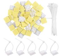 Cable Ties Adheasive Mounts, 100mm x 3mm White Nylon Zip Tie with Self Adhesive Tie Wraps Base Holder Sticky Pads Cable Organizer for Home Office Garage and Workshop (100 Pack)