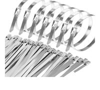 Cable Ties, Metal Self Locking Reusable Heavy Duty Cables Tie Organizer Multifunction Stainless Steel Zip Fastener(100,4.6 * 200mm)
