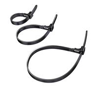 KabelDirekt Cable ties reusable with extra high tensile strength - (black cable ties reusable for heavy duty and sustainable usage, flexible cable management) - 3x40 Pieces, 100, 150, 200mm x 7.4mm