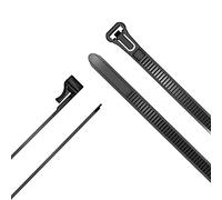 KabelDirekt Cable ties reusable with extra high tensile strength - (black cable ties reusable for heavy duty and sustainable usage, 100 pieces, flexible cable management) - 7.4 mm x 250 mm