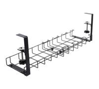 Cable Tray Carbon Steel Under Desk Adjustable Black with Hooks
