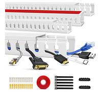 Cable Trunking Raceway Kit, Open Slot Wire Trunking for TV Cables, Cable Concealer Cable Tray 62.8 inch (4 x 15.7") Under Desk Organizer Cable Management Trunking (4Pack)