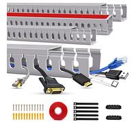 Cable Trunking Raceway Kit, Open Slot Wire Trunking for TV Cables, Cable Concealer Cable Tray 62.8 inch (4 x 15.7") Under Desk Organizer Cable Management Trunking (4Pack)