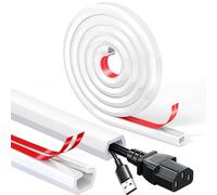 Cable Trunking, White Cable Cover Self Adhesive Cable Management Trunking, Mini Flexible Cable Protectorl for Wires on Wall Floor Wire Trunking to Hide Wires for Electric Cables,15mm×10mm - 2 Meters