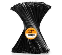 Cable Zip Ties 12 inch Cehony 1000 Pack Plastic Black Zip Ties 50lbs