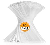 Cable Zip Ties 12 inch Cehony 1500 Pack White Cable Ties 300mm x4.5mm Heavy Duty 50lbs Tensile Strength Nylon Plastic Clear Zip Ties for Outdoor Multi-Purpose Self-Locking UV Resistant Wire Ties Wraps