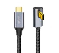 Cablecc 10Gbps 100W Reversible Data Type-C USB-C Male to Male USB3.1 Cable Low Profile Angled 90 Degree for Laptop Phone 50CM