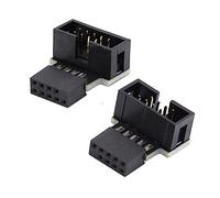 Cablecc 1set USB 2.0 10Pin 9Pin Header Extension Male to Female Down & Up 90 Degree Angled Adapter for Motherboard