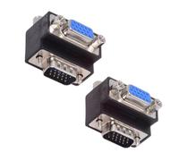 cablecc 2pcs/lot HDB15Pin VGA RGB Screw Type Male to Female Up & Down Angled 90 Degree Nut Type Extension Adapter for Monitor Displays