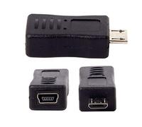Cablecc 2pcs Mini USB Male To Micro USB 5pin Female And Mini Female To Micro Male Extension Adapter Black
