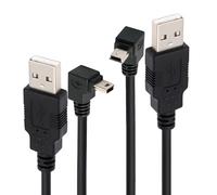 cablecc 2pcs/Set 5pin Mini USB B Type Male Down & Up Angled 90 Degree to USB 2.0 Male Power Data Cable 50cm