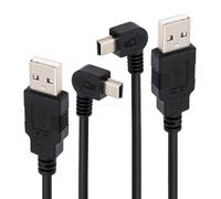 cablecc 2pcs/Set 5pin Mini USB B Type Male Left & Down Angled 90 Degree to USB 2.0 Male Power Data Cable 50cm