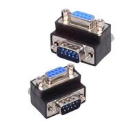 cablecc 2pcs/Set 9Pin RS232 D-Sub Screw Type Male Up & Down Angled 90 Degree to Female Nut Type Extension Adapter