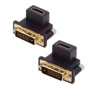 cablecc 2pcs/Set DVI Male to HDMI Female 4K Adapter Up & Down Angled 90 Degree for Computer HDTV Graphics Card