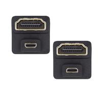 cablecc 2pcs/set Micro HDMI 1.4 Type D Male to HDMI Female Port Saver Opposite U Shape Back Up and Down Angled 360 Degree Extension Adapter