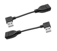 cablecc 2pcs/Set Type USB 2.0 Type-A Male Left & Right Angled to USB Female 90 Degree Type Extension Cable 10cm