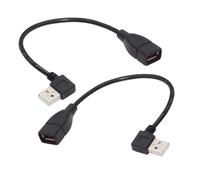 cablecc 2pcs/Set Type USB 2.0 Type-A Male Left & Right Angled to USB Female 90 Degree Type Extension Cable 20cm