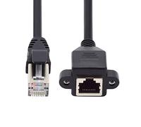 Cablecc 30cm 8P8C FTP STP UTP CAT 5e Male to Female LAN Ethernet Network Extension Cable with Panel Mounting Holes