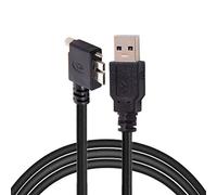 Cablecc 3m 90 Degree Left Angled Micro USB Screw Mount to 3.0 Data Cable for Industrial Camera