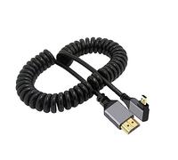 cablecc 4K 60hz Micro HDMI 1.4 Male to HDMI Male Left Angled Stretch Coiled Cable 90 Degree for HDTV Monitor Computer Laptop