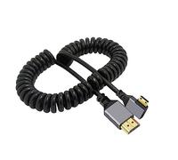 Cablecc 4K 60hz Mini HDMI 1.4 Male to Male HDMI Stretch Coiled Cable 90 Degree Left Angle for HDTV Monitor Computer Laptop
