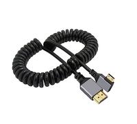 cablecc 4K 60hz Mini HDMI 2.0 Male to Male HDMI Stretch Coiled Cable 90 Degree Right Angled for HDTV Monitor Computer Laptop