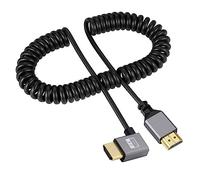 cablecc 4K 60hz Stretch Coiled Cable Male HDMI 2.0 to Male HDMI 90 Degree Right Angled for Laptop Monitor HDTV Computer
