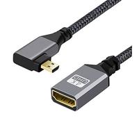 cablecc 4K Type-D 90 Degree Left Angled Micro HDMI 1.4 Male to HDMI Female Extension Cable for DV MP4 Camera DC Laptop
