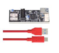 Cablecc 5Gbps Dual Ports Type-C USB-C & 19/20Pin Header to USB 3.0 20Pin & Type-E Female PCBA Type Adapter Splitter HUB
