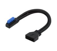 cablecc 5Gbps USB 3.0 20Pin 19Pin Male Low Profile Left Angled to Female Extension Cable 90 Degree for Motherboard