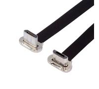 cablecc 5Pin Ultra Slim Flat Data Micro USB2.0 Male to Micro USB Male Charge Cable 16cm Down to Up Angle 90 Degree Connector