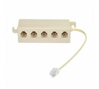 cablecc CA-016 5 Way Outlet 6P4C RJ11 RJ12 Telephone Phone Modular Jack Line Splitter Adapter Beige 1-in-5-out