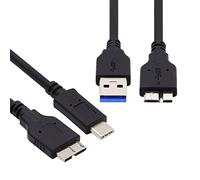 cablecc Cable 2pcs/set USB 3.1 USB-C Type-C to Micro 3.0 and USB 3.0 Type-A Male to Micro 3.0 B Male Disk SSD Data Cable 15 cm