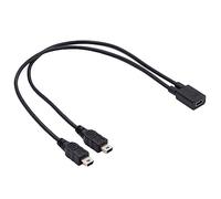 cablecc DC 5V Power Mini USB 2.0 Female to 5Pin Dual Mini USB Male Splitter Extension Charge Cable 20cm