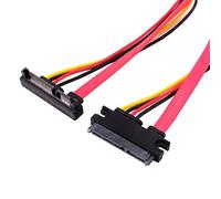 Cablecc Down Angled SATA III 3.0 7+15 22 Pin SATA Male to Female Data Power Extension Cable 30cm