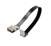Cablecc Down Angled USB 2.0 Type-A Male to Female Extension Data Flat Slim FPC Cable for FPV & Disk & Scanner & Printer 20cm