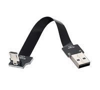 Cablecc Down Angled USB 2.0 Type-A Male to Micro USB 5Pin Male Data Flat Slim FPC Cable for FPV & Disk & Phone 50cm