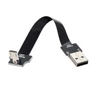 Cablecc Down Angled USB 2.0 Type-A Male to Micro USB 5Pin Male Data Flat Slim FPC Cable for FPV & Disk & Phone 20cm