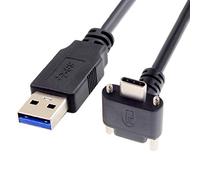 cablecc Down Up Angled USB 3.1 Type-C Dual Screw Locking to Standard USB3.0 Data Cable 90 Degree for Camera 120CM