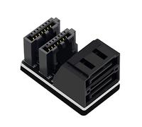 Cablecc Dual SATA 7Pin Female to 90 Degree Angled 7Pin Male Vertical Adapter Low Profile for Desktops SSD HDD Disk