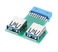 Cablecc Dual USB 3.0 A Type Female to Motherboard 20/19 Pin Box Header Slot Adapter PCBA