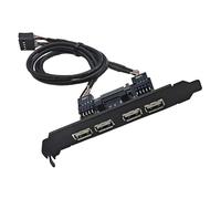 cablecc Four USB2.0 Female Internal Mount Panel to 9pin Baffle Motherboard Cable with Extral SATA Power and 12cm Bracket