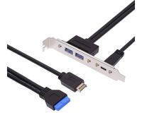 cablecc Internal Motherboard 19-Pin & Type-E to 5Gbps Dual Ports (USB-C + USB 3.0) PCIe Bracket for PC Case Rear I/O Panel
