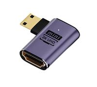cablecc Left Angled Mini HDMI Male to HDMI 2.1 Female UHD Extension Gold Converter Adapter Support 8K 60hz HDTV