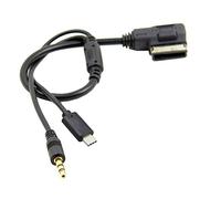Cablecc Media IN AMI MDI to Stereo 3.5mm Audio & USB-C AUX Adapter Cable for Car 2014 A4 A6 Q5 Q7