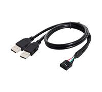 Cablecc Motherboard 9Pin 10Pin Female Housing to Dual USB 2.0 Male Type-A Cable 50cm